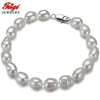 New offer Baroque style 7-8MM White Natural Pearl Strand Bracelet for Women's Pearl Jewelry Pulseras