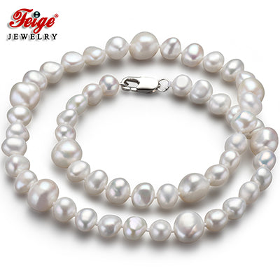 offer Baroque 7-8/10-11MM White Pearl Choker Necklace for Women Trendy style Fine Pearl Jewelry Bijoux