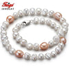 offer Baroque 7-8/10-11MM White/Pink Pearl Necklace for Women Trendy style Fine Pearl Jewelry Bijoux