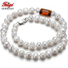 offer Baroque 7-8MM White Pearl Choker Necklace for Women's Orange Crystal Collar Pearl Fine Jewelry