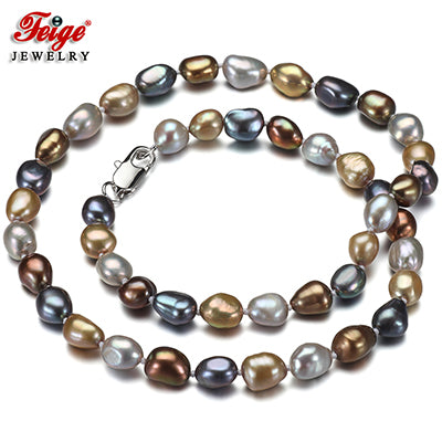 offer Baroque style 7-8MM Multicolor Pearl Necklace for Women New design Fine Jewelry Perla Gargantilla