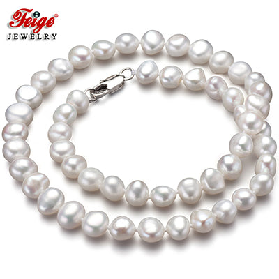 offer Baroque style 7-8MM White Natural Pearl Choker Necklace for Women's Fine Pearl Jewelry Bijoux