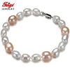 offer Baroque style White/Pink Pearl Strand Bracelets & Bangles for women Fine Pearl Jewelry Pulseras