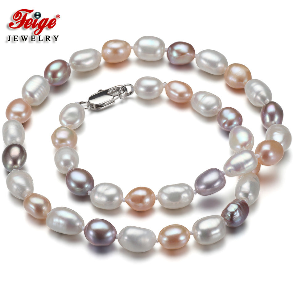 offer Gargantilla Baroque 7-8MM Multicolor Natural Pearl Choker Necklace for Women Fine Pearl Jewelry