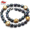 offer Trendy style Baroque 7-8/10-11MM Black/Gold color Pearl Necklace for Women's Pearl Jewelry Collar