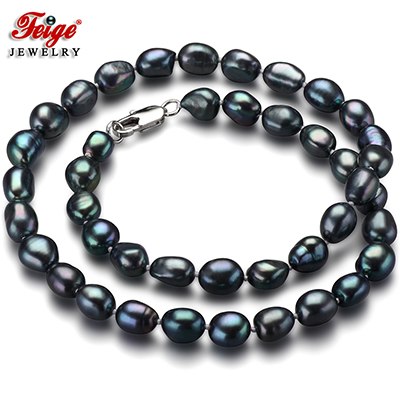 offer Vintage style Baroque 7-8MM Black Pearl Choker Necklace for Women's Fine Pearl Jewelry Collar