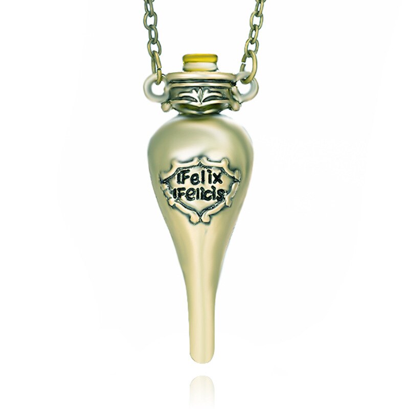 Felix Felicis Magical Potion Necklace Liquid Luck Bottle Vingtage Antique Bronze Silver Color Pendant Movie Jewelry