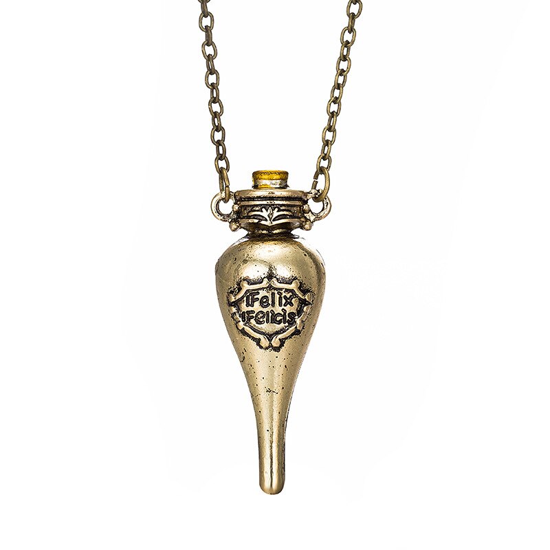 Felix Felicis Magical Potion Necklace Liquid Luck Bottle Vingtage Antique Bronze Silver Color Pendant Movie Jewelry