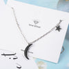 Female 925 Stamp Silver Color Black Star Moon Pendants And Necklaces Wedding Bride Party Jewelry Gift