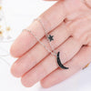 Female 925 Stamp Silver Color Black Star Moon Pendants And Necklaces Wedding Bride Party Jewelry Gift