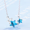 Female 925 Stamp Silver Color Blue Star Crystal Pendants And Necklaces For Women Wedding Jewelry 2022 Party Gifts