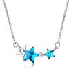 Female 925 Stamp Silver Color Blue Star Crystal Pendants And Necklaces For Women Wedding Jewelry 2022 Party Gifts