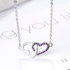 Female 925 Stamp Silver Color Double Heart Pendants And Necklaces For Women LOVE Wedding Party Jewelry