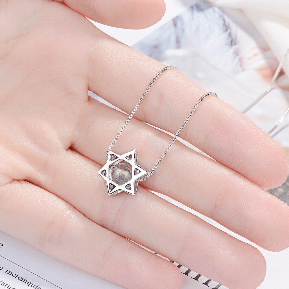 Female 925 Stamp Silver Color Star Crystal Pendants And Necklaces For Women Wedding Party  Jewelry 2022 Jewelry
