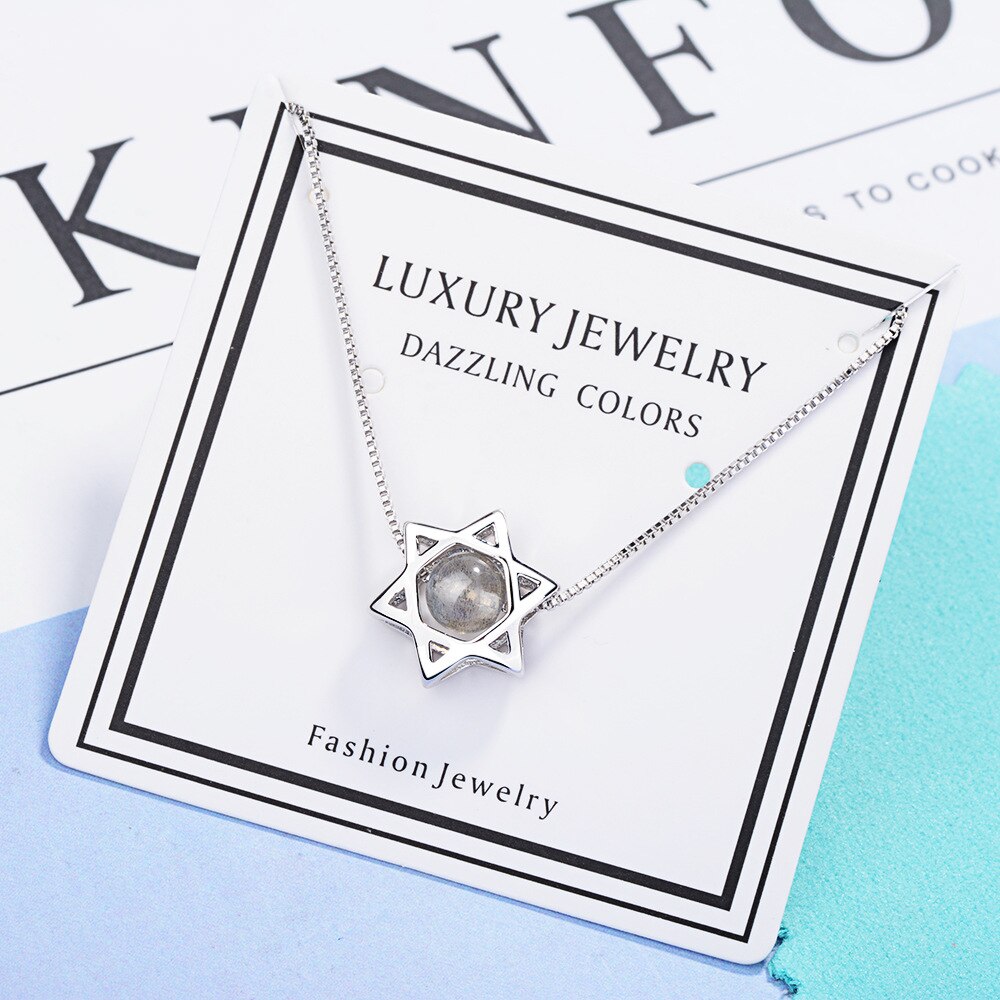 Female 925 Stamp Silver Color Star Crystal Pendants And Necklaces For Women Wedding Party  Jewelry 2022 Jewelry