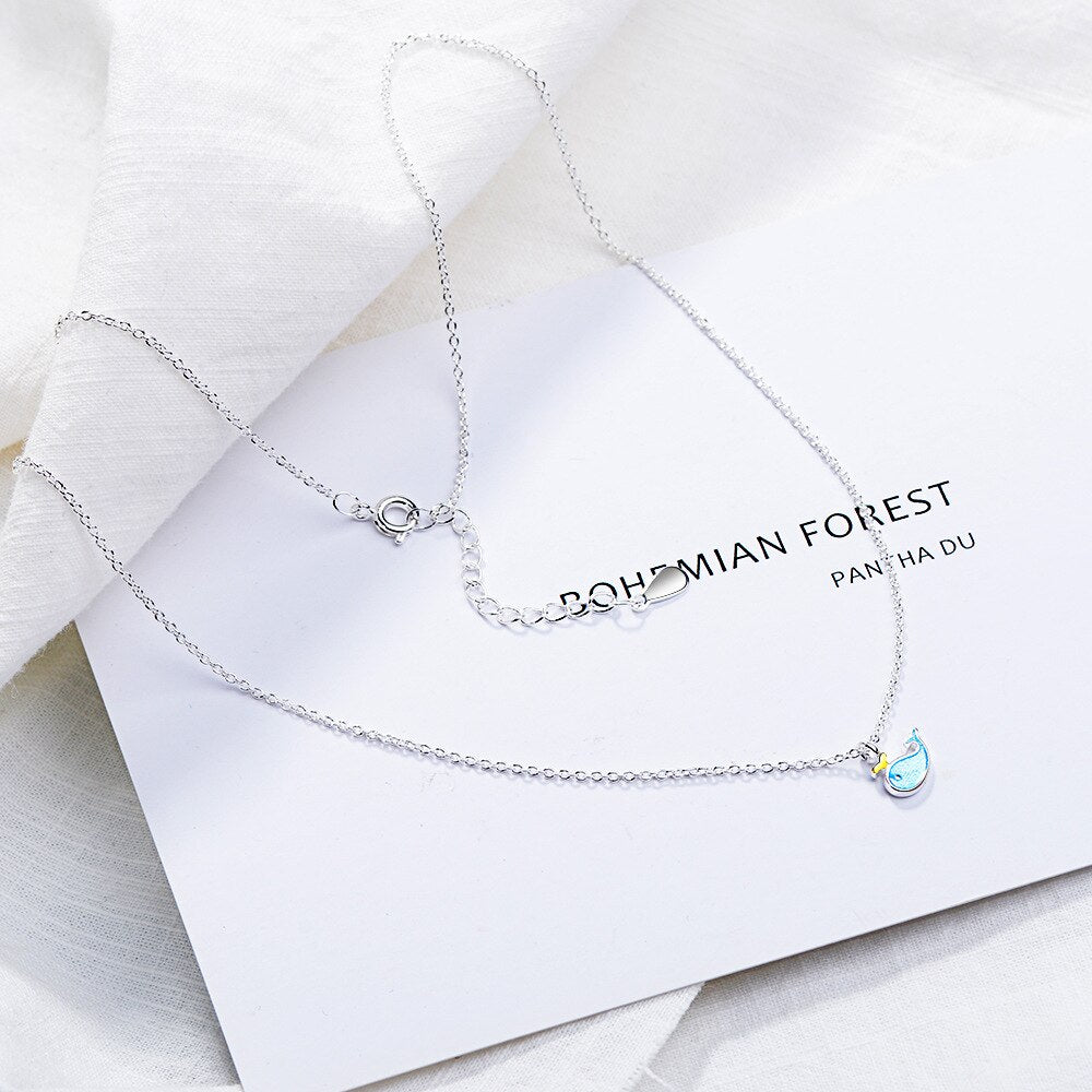 Female 925 Stamp Silver Color Whale Pendants And Necklaces For Women Wedding Party  Jewelry 2022 Gifts
