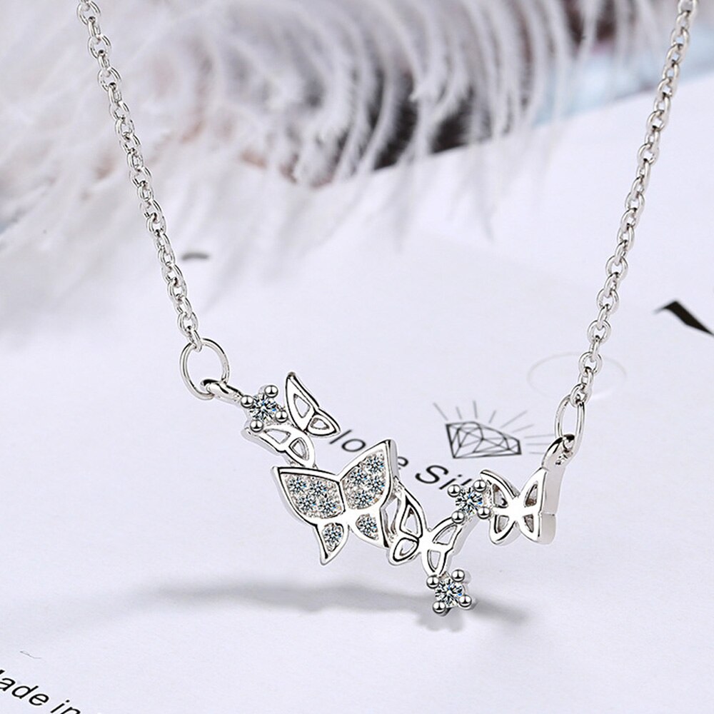 Female 925 Sterling Silver Butterflies Pendants And Necklaces For Women Wedding  Jewelry  GaaBou