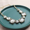 Female Full Shiny Crystal Jewelry Charm Gold Color Wedding Statement Necklace For Women  Bridal Clavicle Chain Necklace