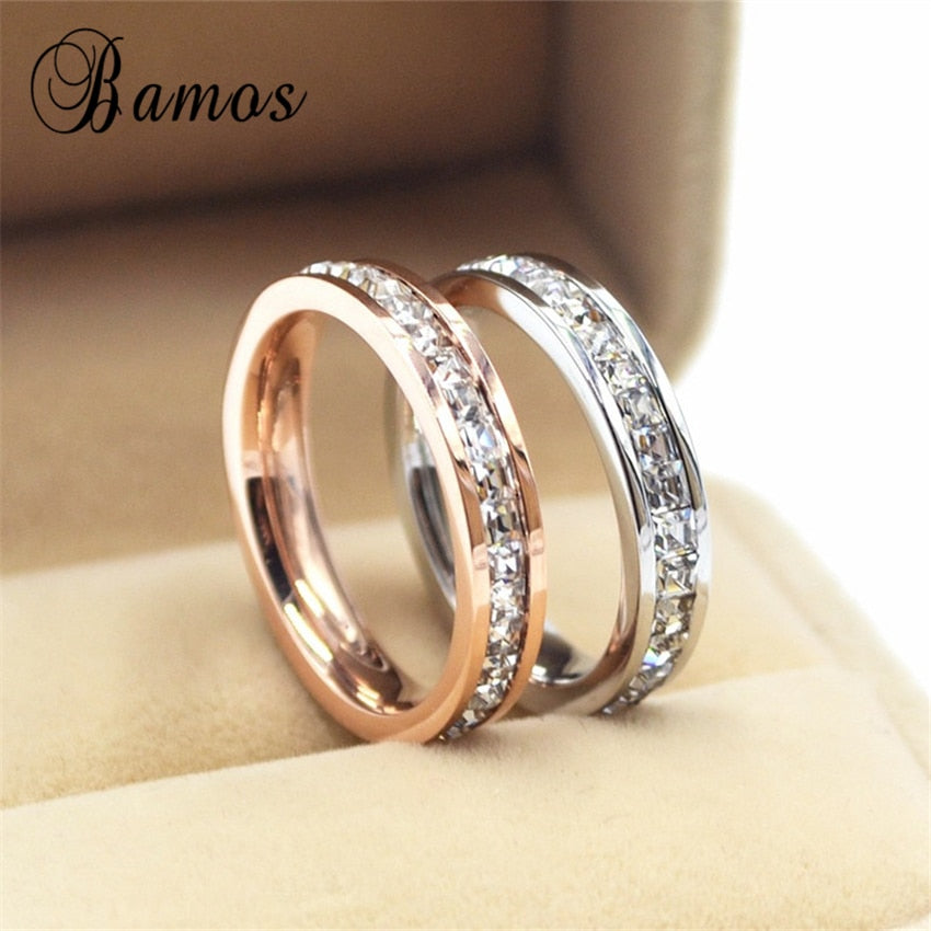 Female Girls Geometric Ring 925 Sterling Silver Filled & Rose Gold Ring Promise Wedding Engagement Rings For Women Best Gifts