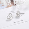 Female  925 Stamp Silver Color Love Heart Earrings Hollow Charm Ear Stud For Women Girl Jewelry Gift Christmas