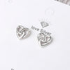 Female  925 Stamp Silver Color Love Heart Earrings Hollow Charm Ear Stud For Women Girl Jewelry Gift Christmas