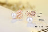 Female  925 Stamp Silver Color Pearl Earrings Sun Flower Charm Ear Stud For Women Girl Jewelry Gift