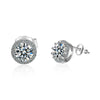 Female  925 Stamp Silver Color Round Zircon Earrings Charm Ear Stud For Women Girl Jewelry Gift