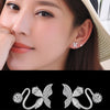 Female  925 Stamp Silver Color Whirl Butterfly Earrings Charm Zircon Ear Stud Clip For Women Girl Jewelry Gift Christmas