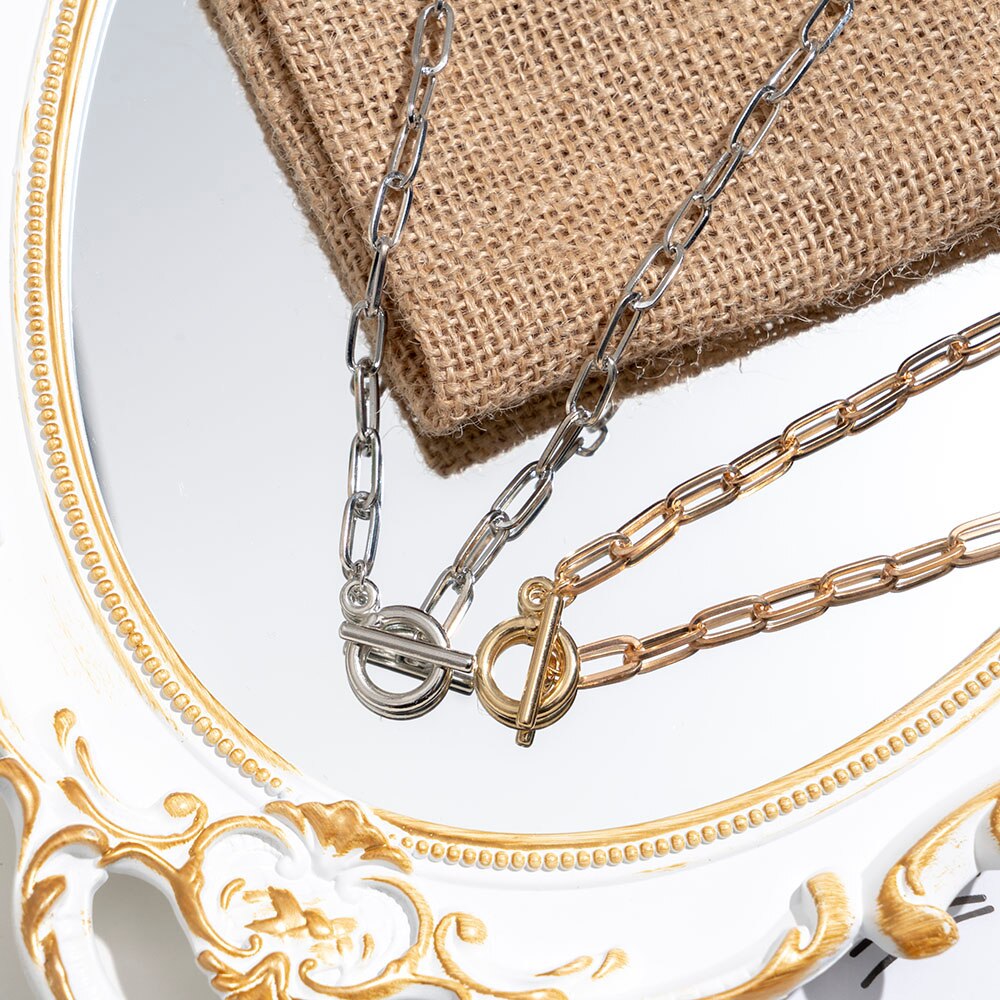 Female Party Gift Necklace European American Simple Jewelry Punk Wind Rock Alloy Chain Short Clavicle Chain