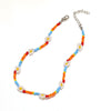 Female Personality Color Beaded Ethnic Style Necklace Creative Rice Bead Woven Flower Geometric Necklace
