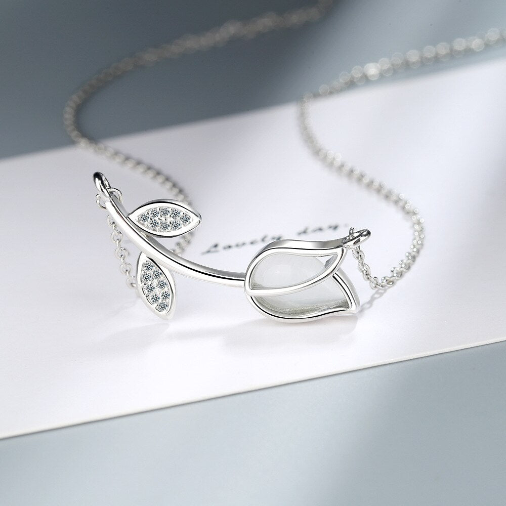 Female Rose Flower Necklace Pendant 925 Stamp Silver Color Korean Chain Designer  Quality Fine Jewelry for women