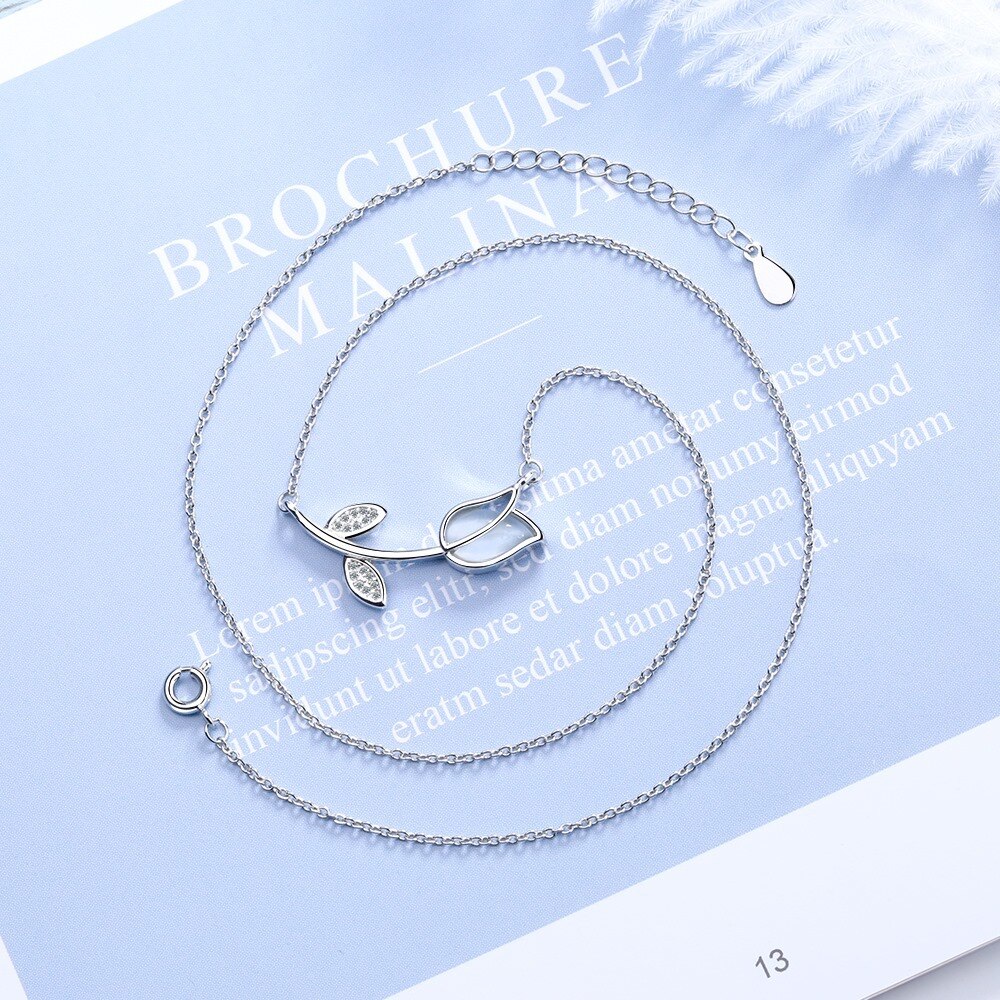 Female Rose Flower Necklace Pendant 925 Stamp Silver Color Korean Chain Designer  Quality Fine Jewelry for women