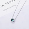 Female Round Crystal Pendants And Necklaces For Women 925 Stamp Silver Color Wedding Party Jewelry Gifts