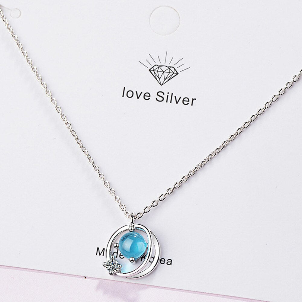 Female Star Pendants And Necklaces For Women 925 Stamp Silver Color Wedding Party Jewelry Gifts  GaaBou