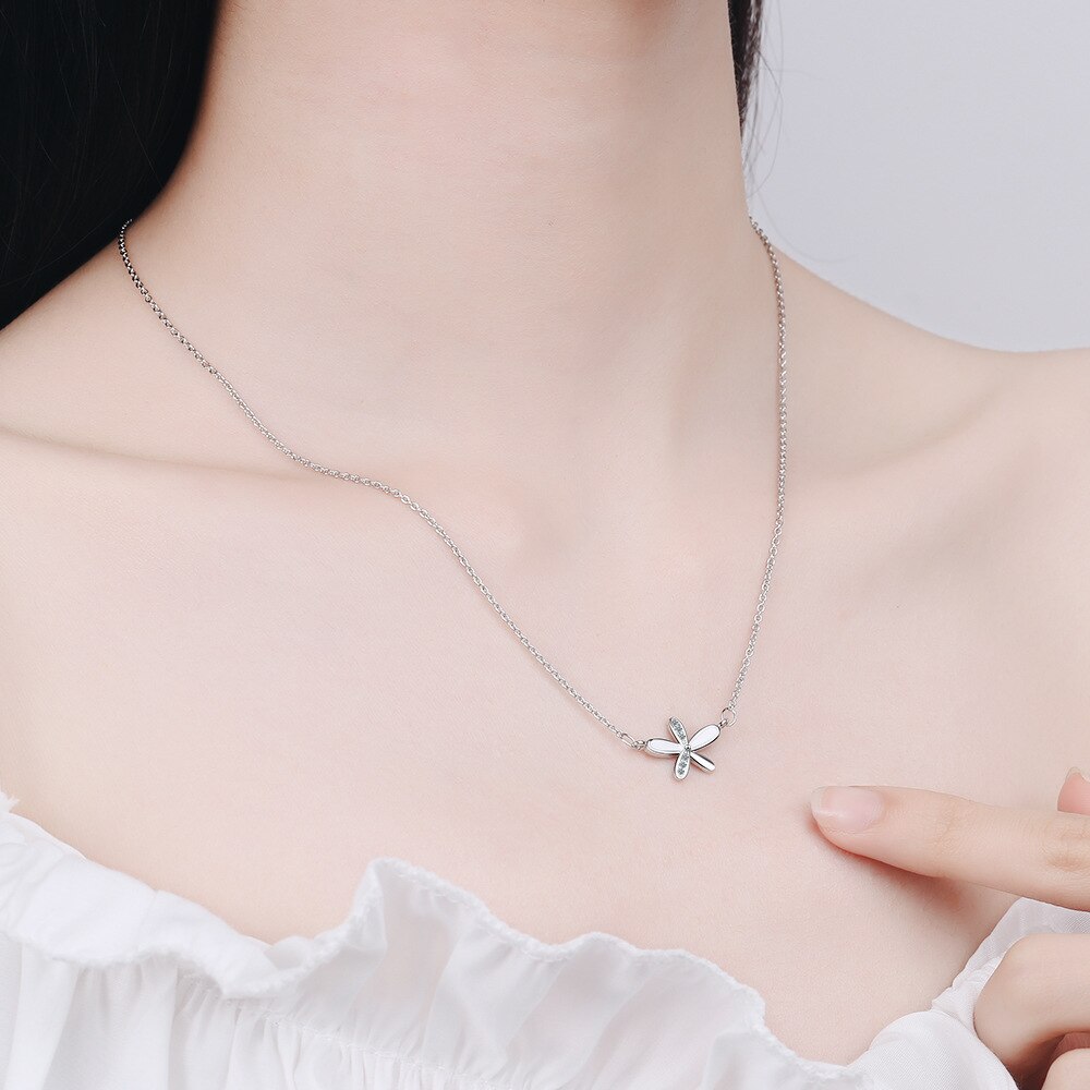 Female Zircon Flower Pendants And Necklaces For Women 925 Stamp Silver Color Lucky Wedding Party Jewelry Gift