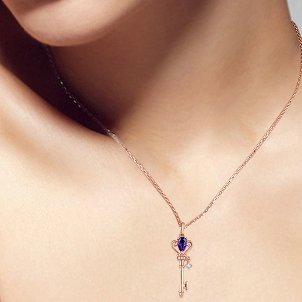 Femme Key Pendant Natural Teardrop Necklace Women Statement Necklace Chain Silver 925 Jewelry Long Necklace Pendants For Party