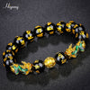Feng Shui Obsidian Beads Bracelet Handmade Pixiu Wealth Bracelets For Women Men Charm Buddha Alloy Bracelet Good Luck Jewelry