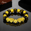 Feng Shui Obsidian Beads Bracelet Handmade Pixiu Wealth Bracelets For Women Men Charm Buddha Alloy Bracelet Good Luck Jewelry
