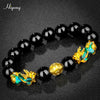 Feng Shui Obsidian Beads Bracelet Handmade Pixiu Wealth Bracelets For Women Men Charm Buddha Alloy Bracelet Good Luck Jewelry