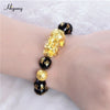Feng Shui Obsidian Beads Bracelet Handmade Pixiu Wealth Bracelets For Women Men Charm Buddha Alloy Bracelet Good Luck Jewelry