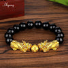 Feng Shui Obsidian Beads Bracelet Handmade Pixiu Wealth Bracelets For Women Men Charm Buddha Alloy Bracelet Good Luck Jewelry