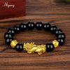 Feng Shui Obsidian Beads Bracelet Handmade Pixiu Wealth Bracelets For Women Men Charm Buddha Alloy Bracelet Good Luck Jewelry