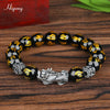 Feng Shui Obsidian Beads Bracelet Handmade Pixiu Wealth Bracelets For Women Men Charm Buddha Alloy Bracelet Good Luck Jewelry
