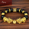 Feng Shui Obsidian Beads Bracelet Handmade Pixiu Wealth Bracelets For Women Men Charm Buddha Alloy Bracelet Good Luck Jewelry