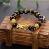 Feng Shui Obsidian Beads Bracelet Handmade Pixiu Wealth Bracelets For Women Men Charm Buddha Alloy Bracelet Good Luck Jewelry