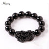 Feng Shui Obsidian Beads Bracelet Handmade Pixiu Wealth Bracelets For Women Men Charm Buddha Alloy Bracelet Good Luck Jewelry