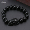 Feng Shui Obsidian Beads Bracelet Handmade Pixiu Wealth Bracelets For Women Men Charm Buddha Alloy Bracelet Good Luck Jewelry