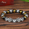 Feng Shui Obsidian Beads Bracelet Handmade Pixiu Wealth Bracelets For Women Men Charm Buddha Alloy Bracelet Good Luck Jewelry