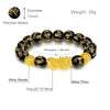 Feng Shui Obsidian Beads Bracelet Handmade Pixiu Wealth Bracelets For Women Men Charm Buddha Alloy Bracelet Good Luck Jewelry