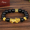 Feng Shui Obsidian Beads Bracelet Handmade Pixiu Wealth Bracelets For Women Men Charm Buddha Alloy Bracelet Good Luck Jewelry